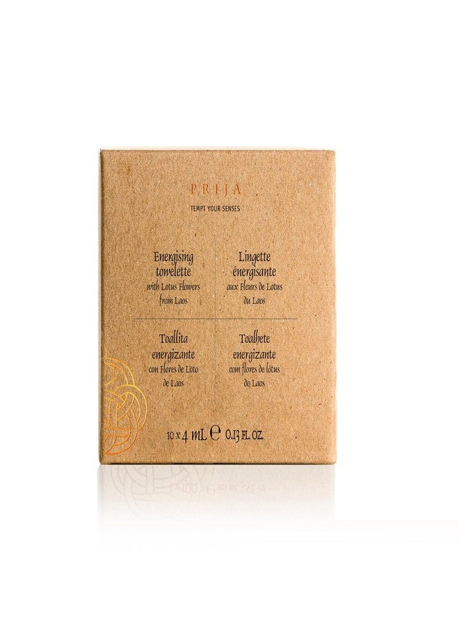 Prija Towelette Gift Pack with Lotus Flowers (Includes 10 wipes) - Energizing, Moisturizing and Sanitizing - Dermatologically Tested - 100% Natural Viscose - 100% Recycled Paper - Image 4